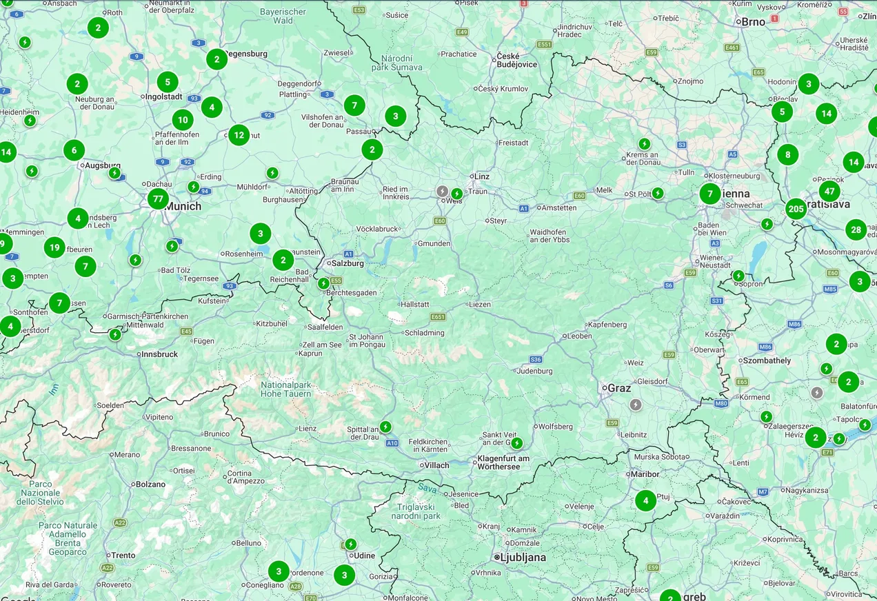easyCharging charging points in Austria