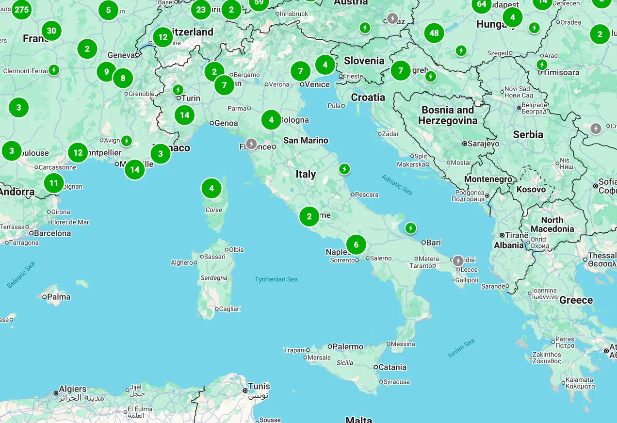 Puntos de recarga de easyCharging en Italia
